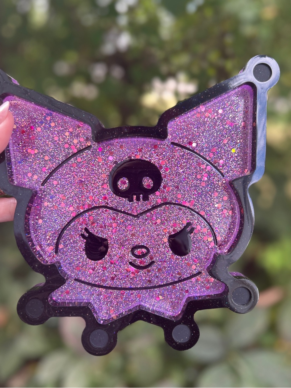 Handmade Purple Glitter Goth Bunny Jewelry Tray | Kawaii Resin Catchall